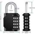 thumbnail image 4 of 4-Digit Code Padlock, Locker Padlock for Sports, School, College Locker Room, Code Padlock for Locker, Garden Shed (2 Pieces, Black), 4 of 5