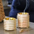 thumbnail image 2 of Gold Metal Hand-held Incense Burner Wood Northern European Incense Burner, 2 of 5