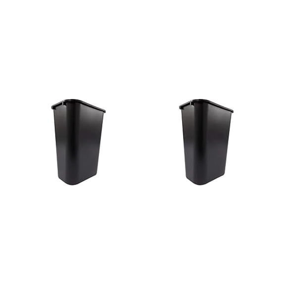 295700BK Deskside Plastic Wastebasket, Rectangular, 10 1/4 gal, Black (2)