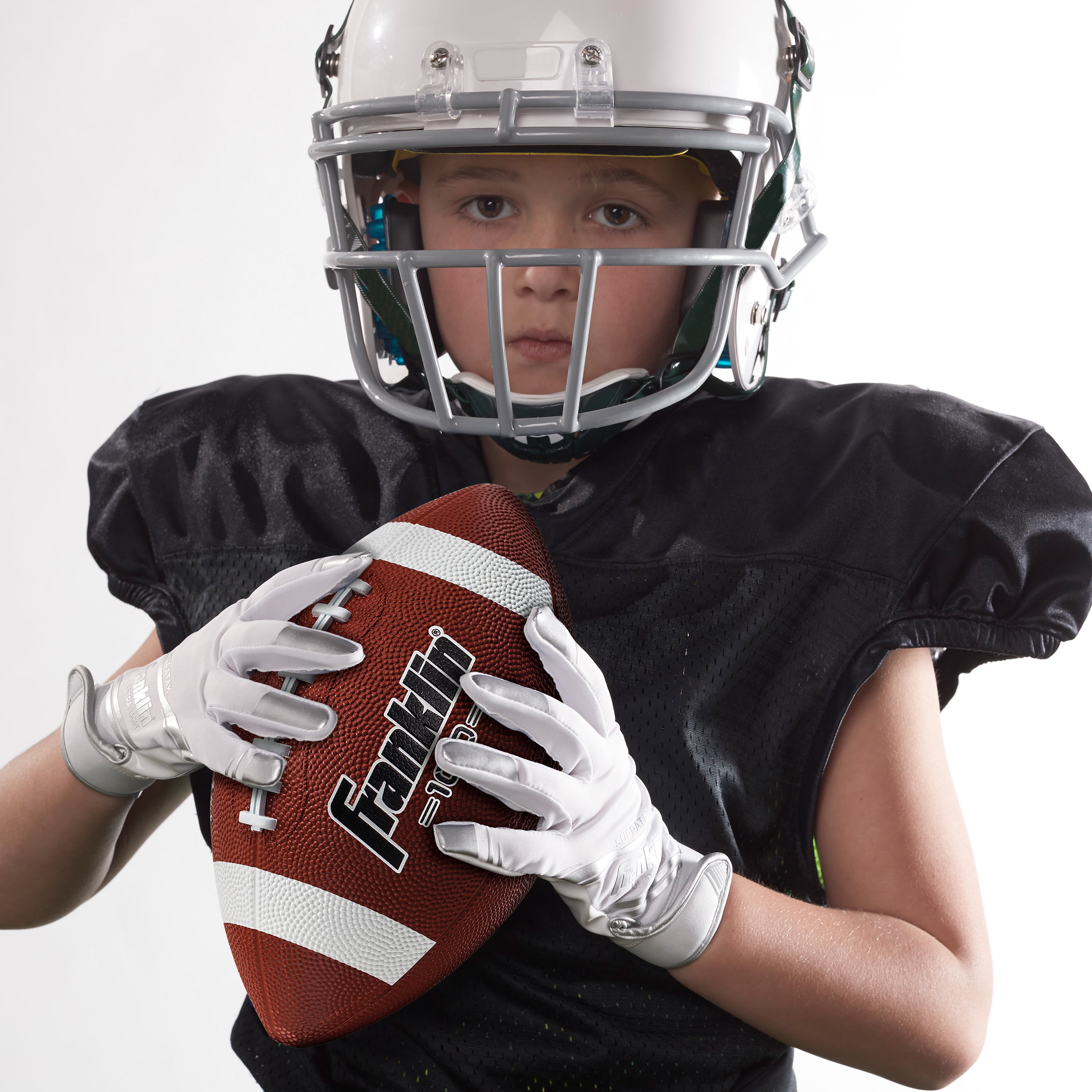Franklin Sports Junior Footballs - Grip-Rite 100 - Kids Junior Size Rubber Footballs - Youth Footballs - 12 Pack of Footballs with Pump - Brown