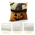 thumbnail image 4 of Patifu Halloween Pumpkin Pillow Covers  Jack-o-Lantern Wearing Witch Hat Throw Pillow Case Decorative Cushion Cover Autumn Mapke Leaves Black Bat Pillowcases 12x12in, 4 of 5