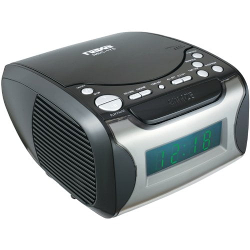 NAXA Electronics NRC-175 Digital Alarm Clock Tuning AM/FM Radio and CD  Player - Black Lacquer