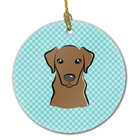 Carolines Treasures BB1172CO1 Checkerboard Blue Chocolate Labrador Ceramic Ornament 3 in multicolor