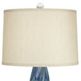 thumbnail image 4 of Possini Euro Design Modern Table Lamp with USB Charging Port 31" Tall Teal Blue Ceramic Beige Drum Shade Living Room Bedroom Bedside (Color May Vary), 4 of 9