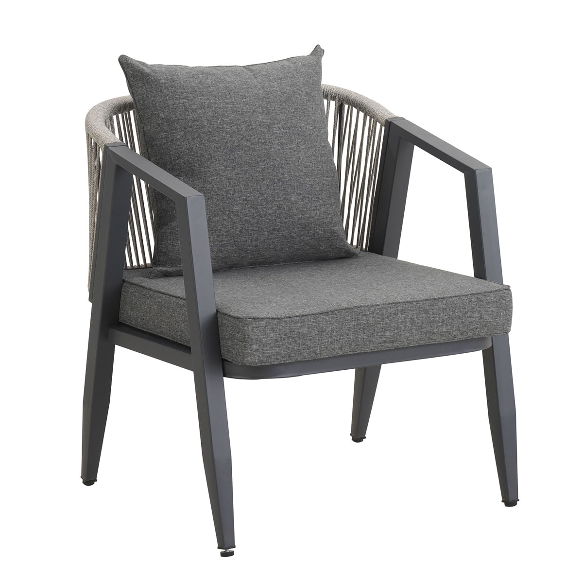 YIORTWO 4-Piece Outdoor Patio Furniture Set, Iron Frame Bistro Set with Cushioned Seating, Includes Table & Bench, for Garden, Poolside, Balcony - Gray