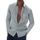 thumbnail image 1 of Camisa De Botones Para Hombre Blusa de manga larga con botón de cuello vuelto para hombre, informal, de otoño, con bolsillo liso (Grey, M), 1 of 5