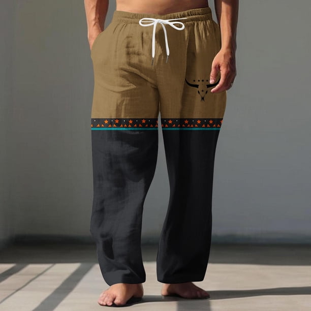 Pantalones largos para hombre, cintura elástica, transpirables, cómodos, suaves, informales, de playa, de poliéster.
