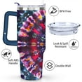 thumbnail image 3 of 40oz Boho Tie Dye Stainless Steel Flip Straw Tumbler Spill Proof Travel Cup Double Wall Vacuum Insulated Coffee Mug with Top Handle, 3 of 6