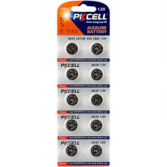 PK Cell AG10-10B 1.5V Alkaline Battery, Pack of 10