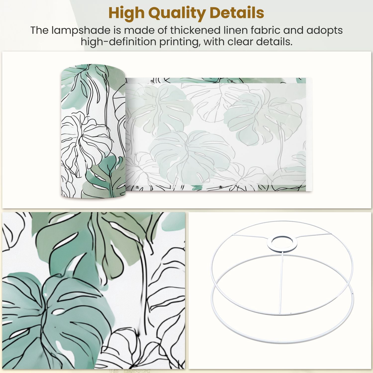 Lampshades 2 Pack Abstract minimal monstera leaves plant line drawing 13"x13"x10" Light Shade for Table Lamps Floor Lamp Shades Lampshade Replacement Easy Assembly