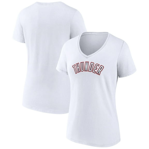 Women's White Oklahoma City Thunder Alternate Logo V-Neck T-Shirt