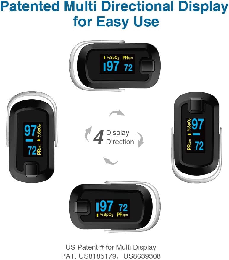 Mibest OLED Finger Pulse Oximeter, O2 Meter, Dual Color White/Black