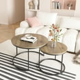 thumbnail image 4 of Nesting Coffee Table Of 2, 27.6inch Round With Industrial Wood Texture And Strong Metal Support For Living Room Bedroom Terrace (brown Effect Stable, 4 of 5