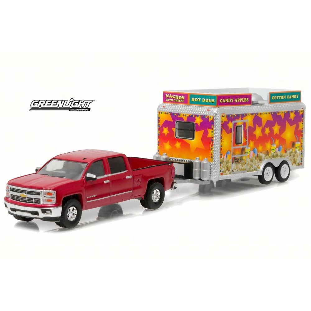 2015 Chevrolet Silverado w/ State Fair Concession Trailer, Red - Greenlight 32070 - 1/64 Scale