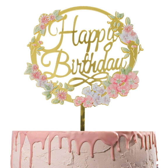 Relax love Cake Topper Gold Acrylic Happy Birthday Cake Topper Cake Decoration Supplies for Wedding Birthday Party
