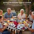 thumbnail image 3 of Round Outdoor Tablecloth with Umbrella Hole and Zipper, Gnomes Daisy Tablecloth with Elastic Waterproof, Retro Farmhouse Floral Black Buffalo Plaid Patio Table Covers for 31" - 35" Pool Tables, 3 of 9