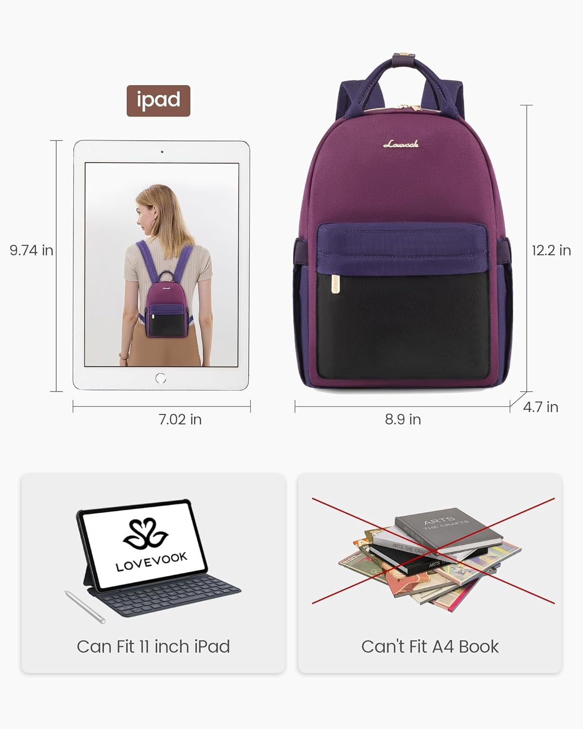 Lovevook Mini Backpack Purse for Women, Small Backpack Cute Fashion Daypack with USB Charging Port for Work Travel Daily Shopping Dating