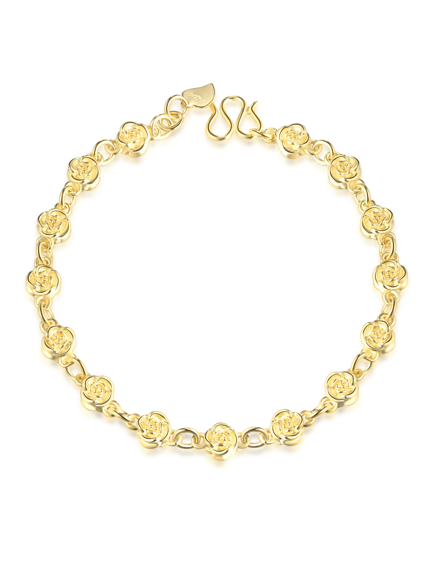 Charm Bracelets 14k Gold Plated Rose Link Bracelets For Women - Walmart.com
