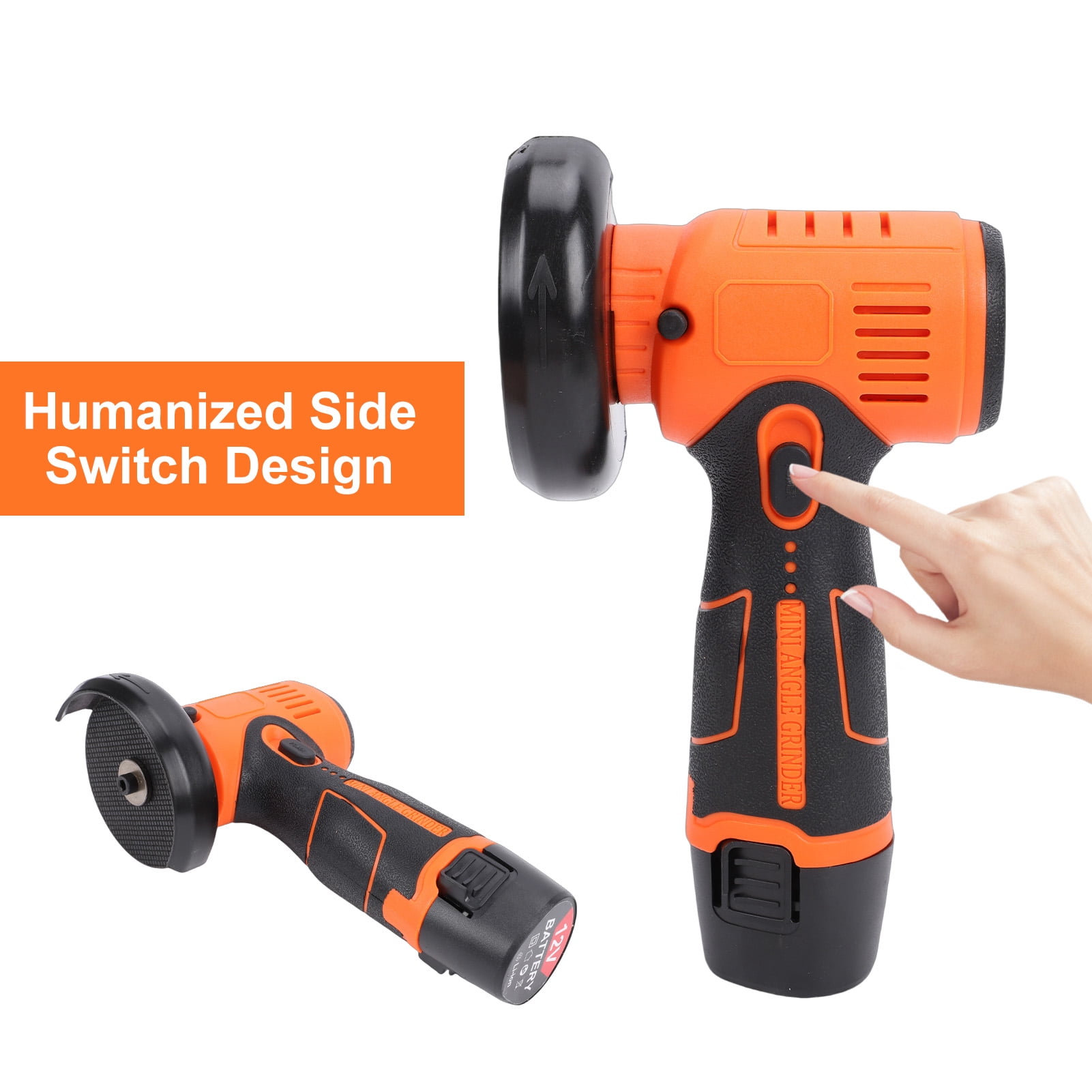 Mixfeer 12V Cordless Angle Grinder Kit, 19500rpm Mini Electric Angle Grinding Tool with 2pcs 1500mAh Batteries and case for Cutting, Polishing, Grinding, Rust Removal