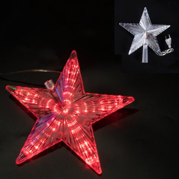 Christmas Tree Topper Star Lighted , 8.5” Clear Five-Pointed Star Tree Topper Plug in for Indoor Office Xmas New Year Holiday Tree Decoration,