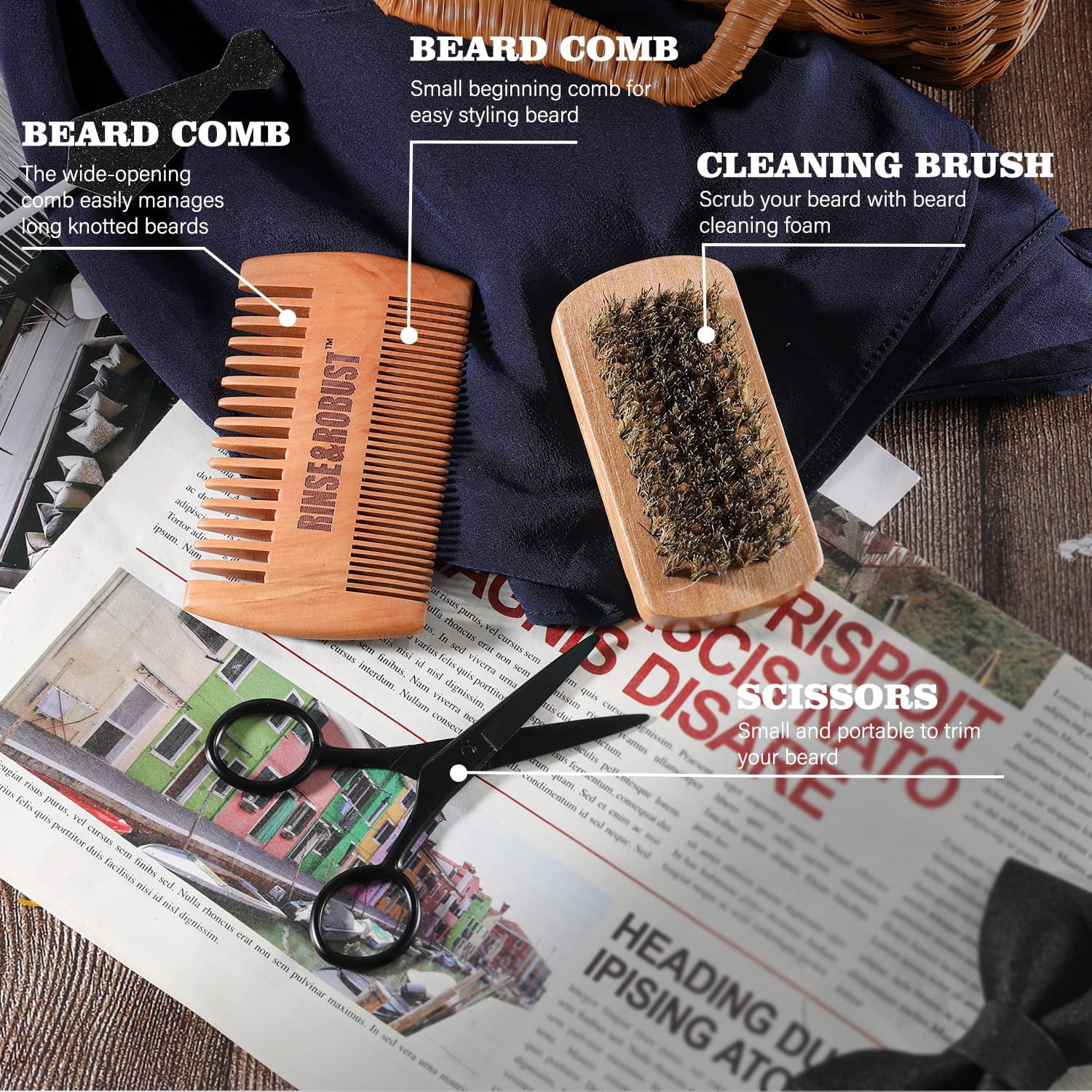 Beard Kit for Men Beard Care Sets, 8pcs with Traveling Bag, Beard Grooming Wash & Beard Conditioner Kit, Peppermint & Eucalyptus Gifts for Him, Husband