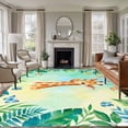 thumbnail image 2 of Cute Giraffes Area Rugs 5x7 ft Green Leaf Blue Butterfly Summer Plant Animal Washable Rug Non Slip Indoor Carpet Absorbent Floor Mat for Living Room Bedroom Dining Room, 2 of 9