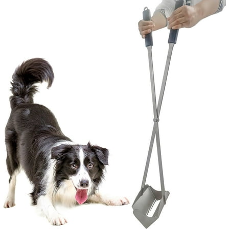 CKLT 38" Heavy Duty Pooper Scooper  Stainless Steel Long Handle Dog Pooper Scooper with Teeth