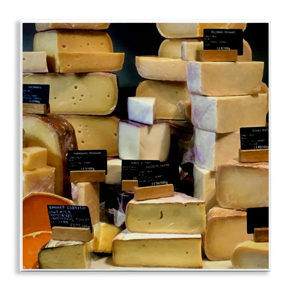 Stupell Industries Various Cheeses Still Life Food & Beverage Painting Unframed Art Print Wall Art, 12 x 12