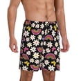 thumbnail image 2 of Kdxio Rainbow Flowers Print Mens Sleep Shorts Bottoms Soft Comfy Pajama Wear Pants with Drawstring Pockets, 2 of 7