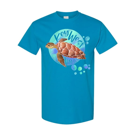 Inktastic Key West, Florida Swimming Sea Turtle with Bubbles T-Shirt