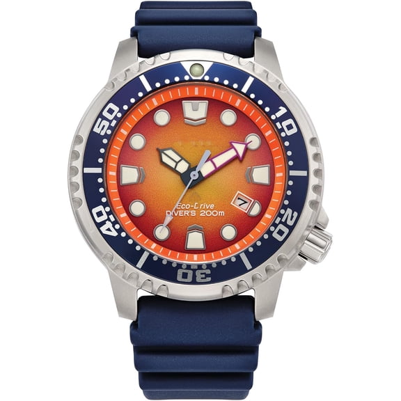 DESIGNICE Promaster Dive Eco-Drive Watch, 3-Hand Date, Iso Certified, Luminous Hands and Markers, Rotating Bezel, Professional Dive Watches for Men