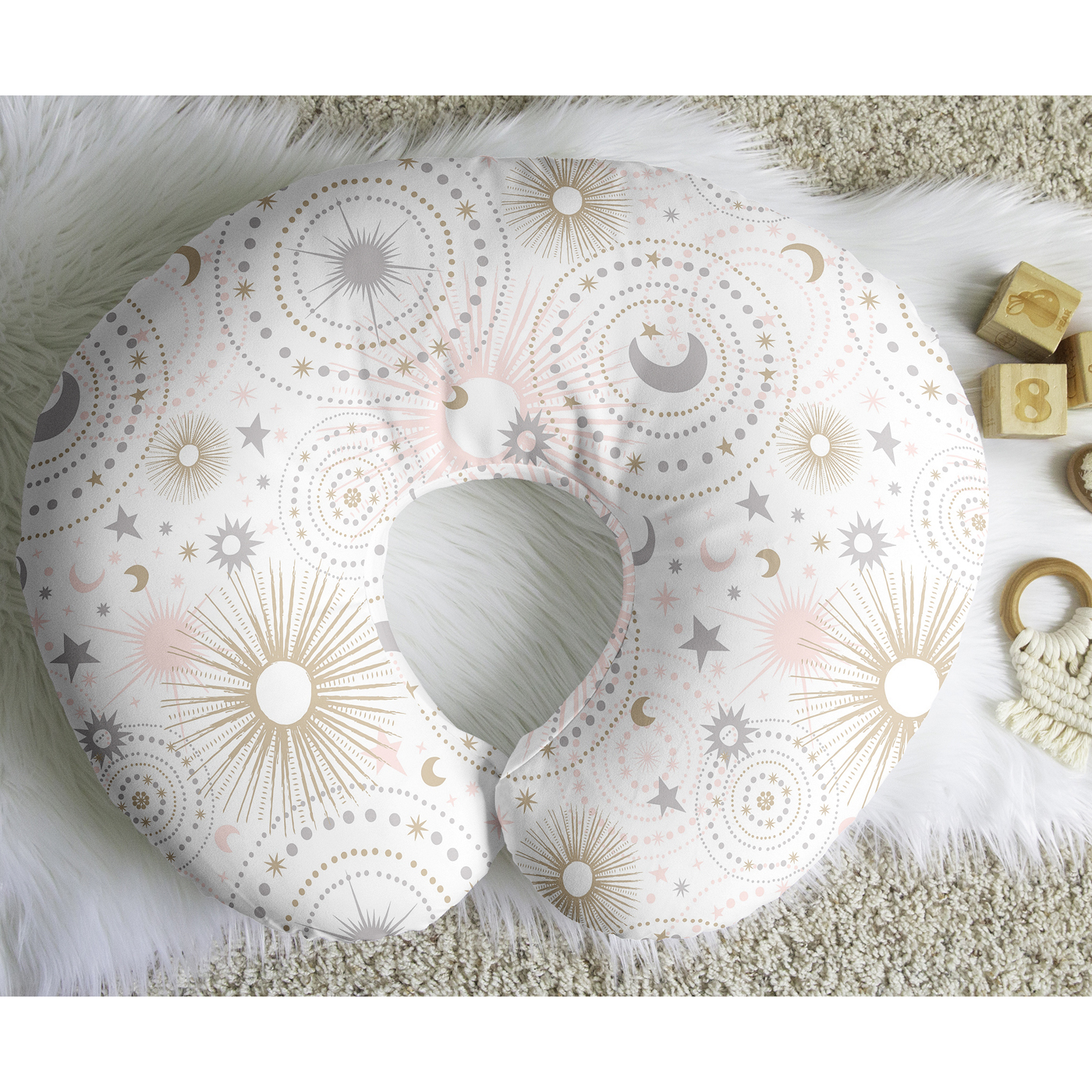 Sweet Jojo Designs Celestial Pink Gold and Grey Nursing Pillow Cover Case (Pillow Not Included) (Pillow NOT Included)
