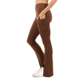 thumbnail image 3 of Yoga Leggings with Front Slit and Pockets High Waist Tummy Control Buttery Soft Comfy Stretchy Workout Pants Brown 1X, 3 of 4