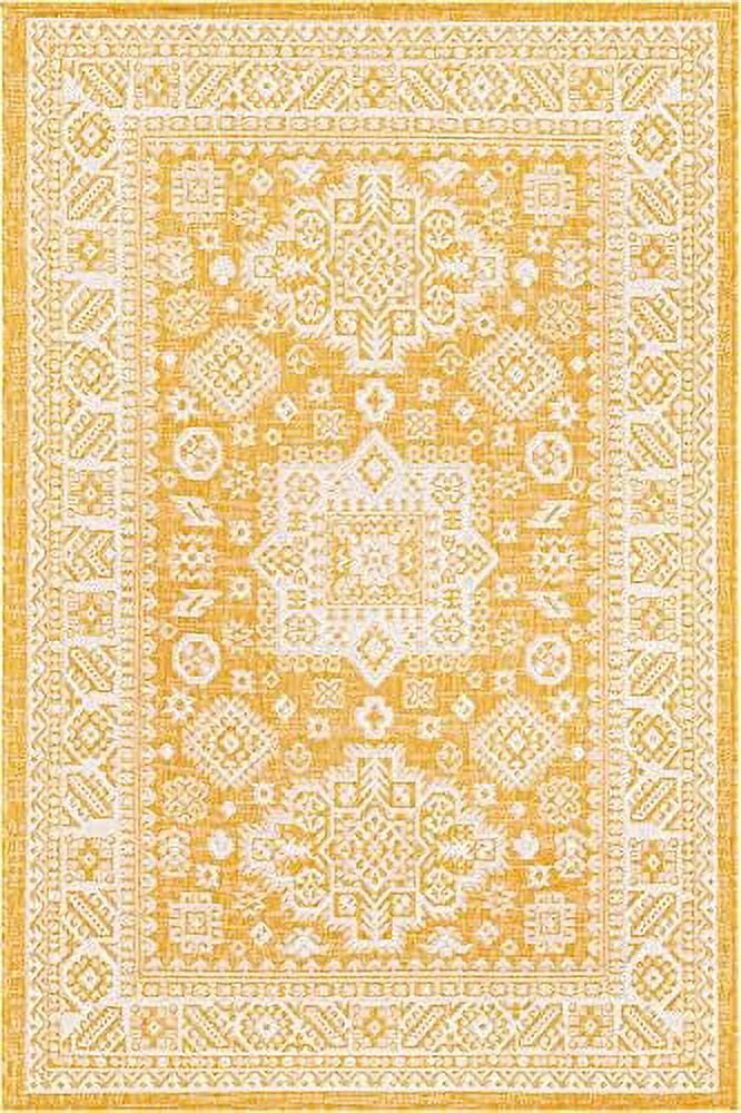 outdoor aztec collection rug 4' x 6' yellow flatweave rug perfect for