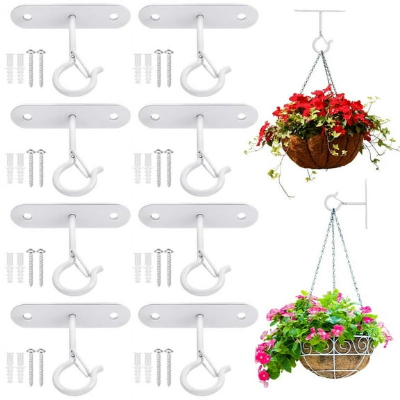 topjuju 8-Pack Heavy Duty Ceiling Hooks for Hanging Plants, 3 inch Rust-Resistant Metal Hooks for Indoor/Outdoor Plant Pots, Wind Chimes, Lights, Bird Feeders & Home Decor