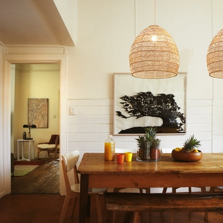 

Berylove 19.5 Woven Hanging Light Fixtures Natural Finish 1 Light