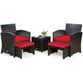 thumbnail image 6 of Patiojoy 5 PCS Patio Rattan Wicker Furniture Set Chair Coffee Table Kit w/Soft Cushion Ottoman Red, 6 of 6