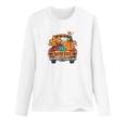 thumbnail image 4 of Odeerbi Thanksgiving Shirts For Women Fashion Round Neck Long Sleeve Print Casual T-shirt Blouse White, 4 of 6