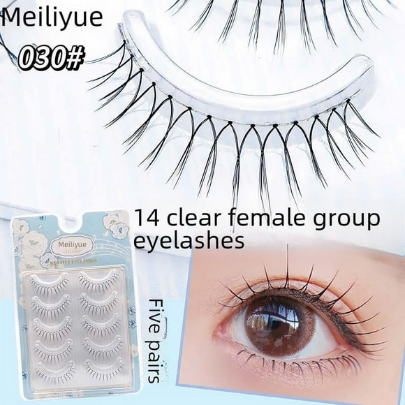 Pestañas postizas estilo grupo femenino tipo VU con raíces claras pestañas naturales de una sola pieza con tallo transparente