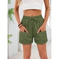 thumbnail image 6 of Women'S Shorts Casual Summer Shorts High Waisted Comfy Pull on Shorts with Pockets Green M, 6 of 9