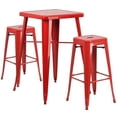 thumbnail image 1 of Bowery Hill Ensemble de Table de Bar en Métal 3 Pcs, Rouge, 1 of 1