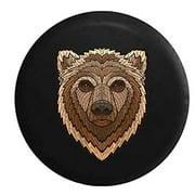 556 Gear American Brown Bear Mosaic Spare Tire Cover fits SUV Camper RV Accessories Black 33 in