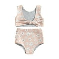 thumbnail image 2 of Aojekbee Toddler Baby Girls Summer Swimsuit Butterfly/Cow Head/Floral Print Sleeveless Tankini Tops Swim Shorts 2 Pieces Bathing Suit, 2 of 10