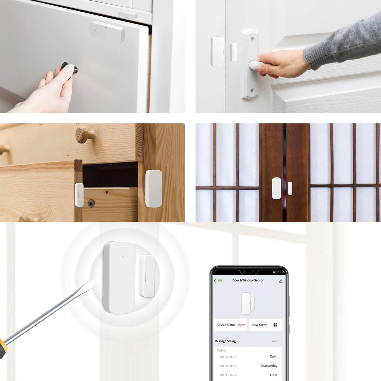 LINKSTYLE Smart Home Security Bundle, 4Pcs Security System Kit Includes Door and Window Sensors, PIR Motion Detection Sensor, Wireless Gateway Hub with App & Voice Controls