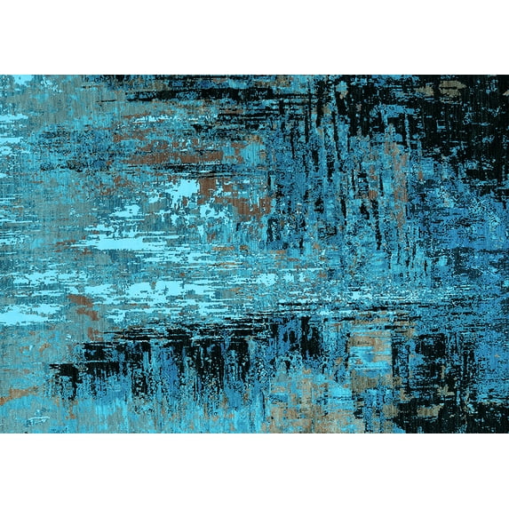 Ahgly Company Indoor Rectangle Oriental Light Blue Industrial Area Rugs, 2' x 3'
