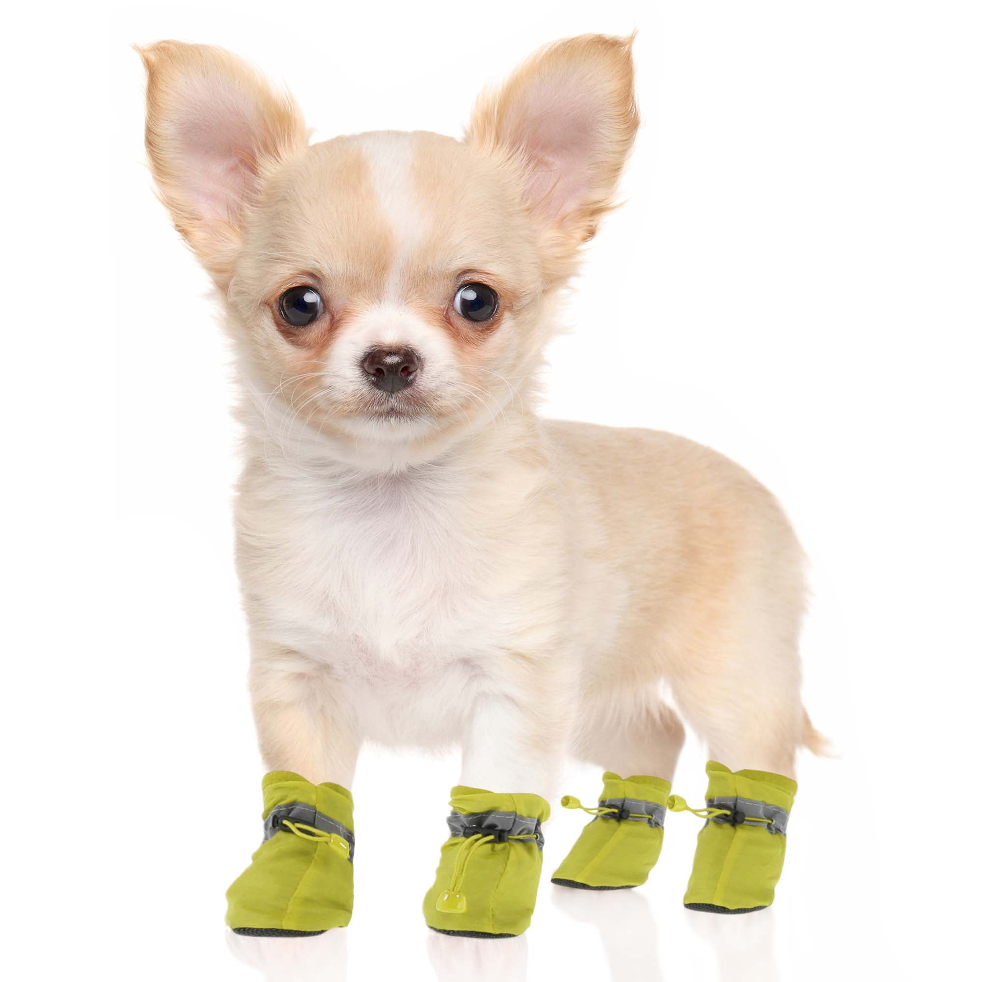 Unique Bargains Pack of 4 Waterproof Dog Shoes with Adjustable Straps Yellow XXS