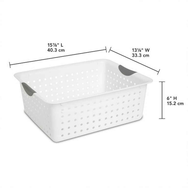 ホワイト ストレージバスケット 3個セット Sterilite Large Ultra Plastic Storage Baskets w/ Handles, White