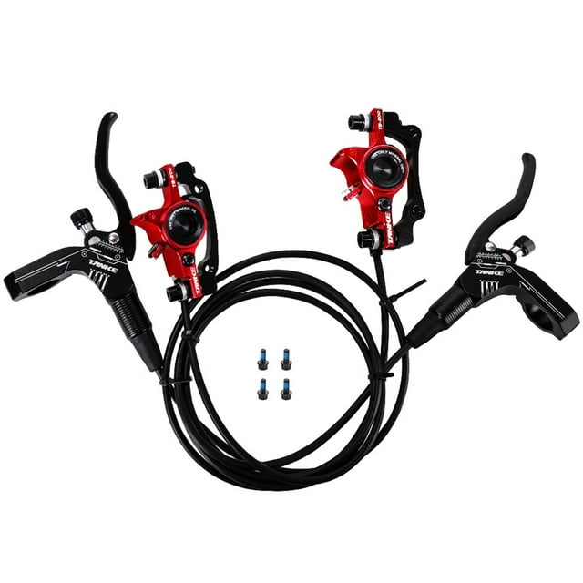 Generic Ensemble de Freins à Disque Hydrauliques Rouges pour Vélos de Montagne - Alliage d'Aluminium, avant et Arrière, Compatible Rotor 160mm, Guidon 22,2mm, Tuyauterie 800mm & 1450mm