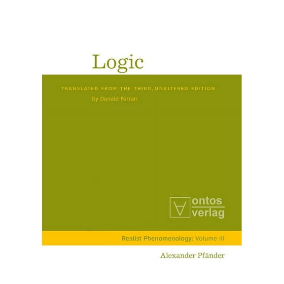 Realistische PhÃ¤nomenologie / Realist Ph Logic, Book 3, (Hardcover)
