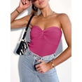 thumbnail image 6 of ANRABESS Tube Top for Women Summer Strapless Bandeau Knit Twist Knot Corset Crop Basic Tank Tops 2026 Vacation Beach Clothes Rose Medium, 6 of 11